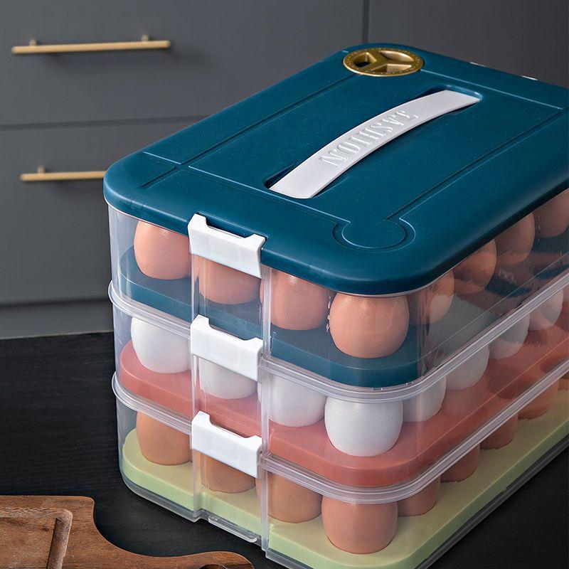 Aufbewahrung für die Küche, stapelbarer Eierhalter, Aufbewahrungsbox, automatischer Roll-Kühlschrank-Eier-Organizer, Eierablagebehälter mit großer Kapazität
