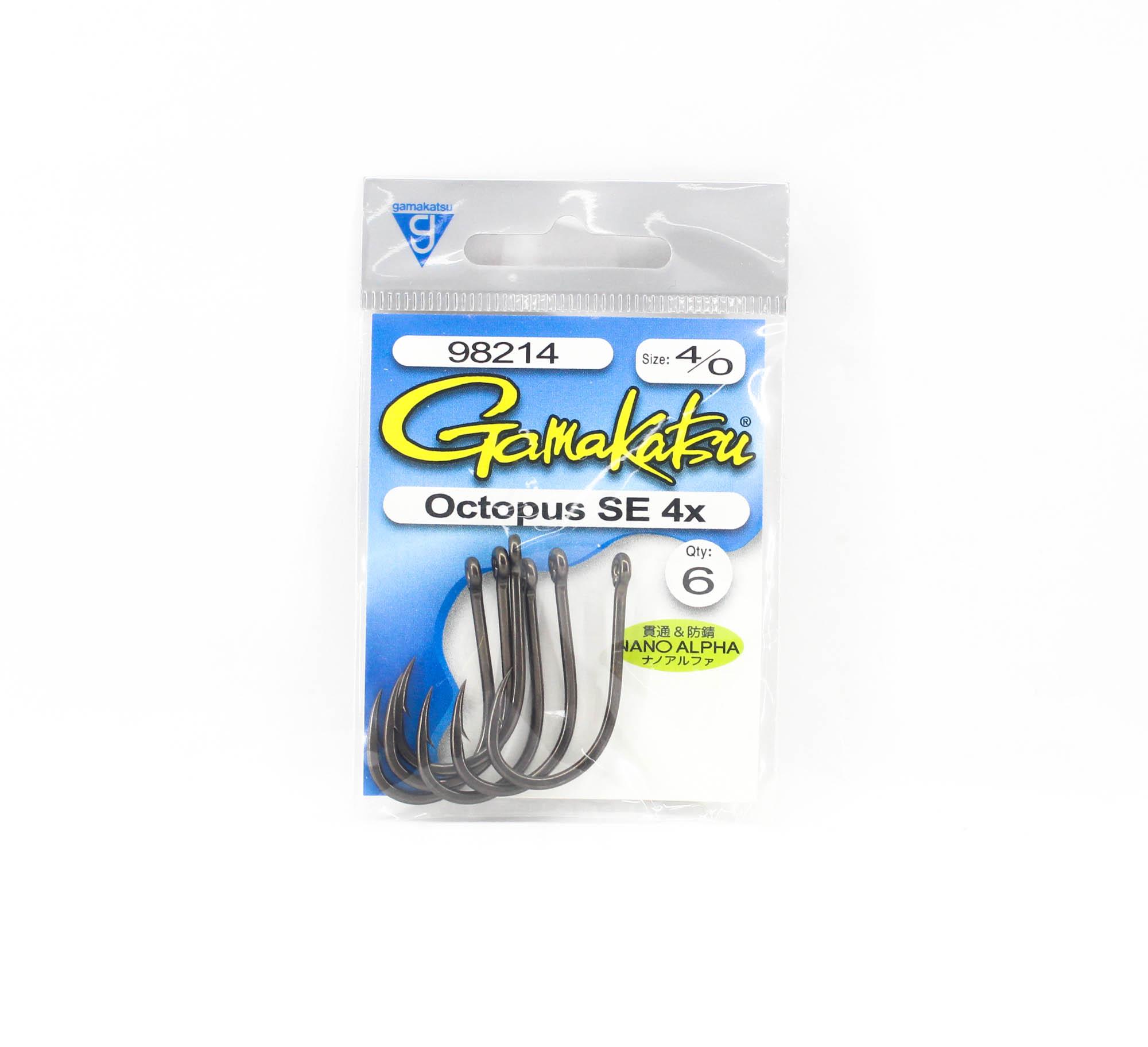 Gamakatsu Octopus Hook SE 4x Nano Alpha Size 4/0, 6 Per Pack (5391)