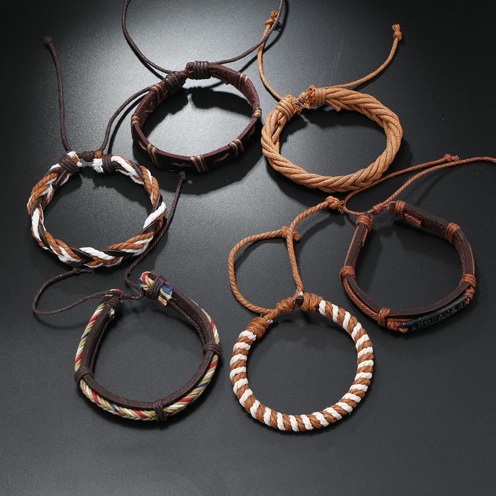 Believe Alloy Nameplate Leather Woven Bracelet, Men's Cross-border Hot-selling Multi-layer Set Bracelet Hand Rope Jewelry