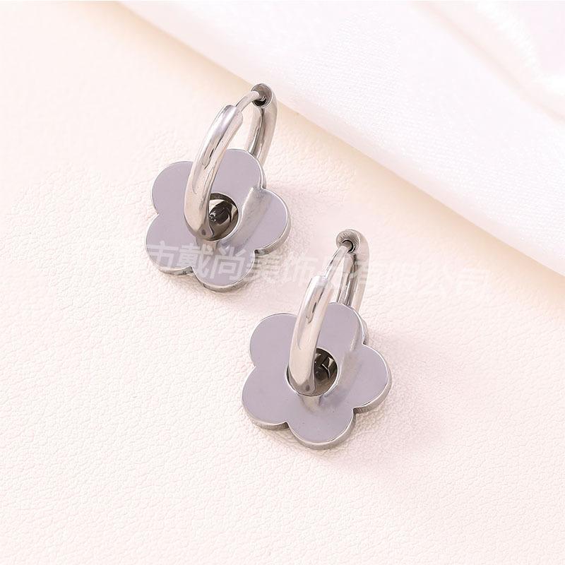 Flower earrings stainless steel high-end stud earrings fashion versatile trend temperament niche style