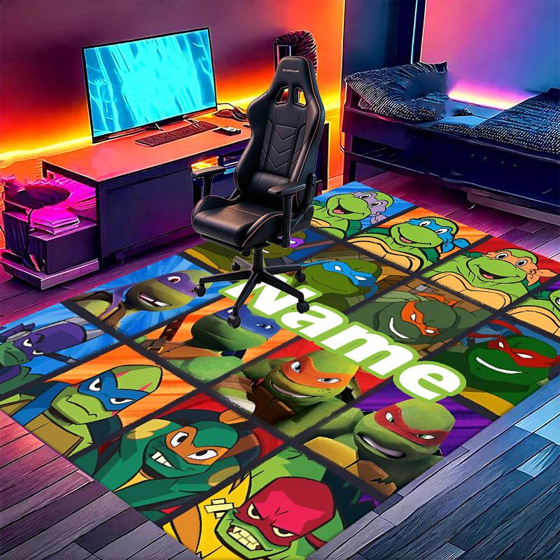 Custom Name Personalized Teenage Mutant Ninja Turtles Print Carpet, Versatile Home Decor Rug, for Playroom, Apartment, Balcony, Entryway, Hallway Gift