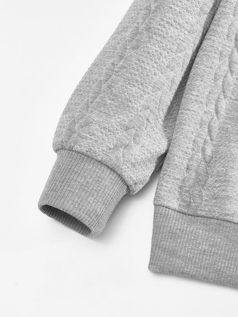 American Retro Stand-Up Collar Patchwork Knit Pullover Sweatshirt