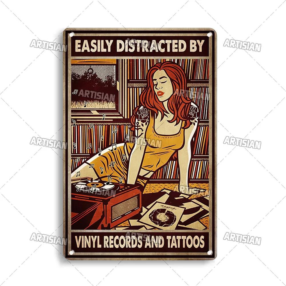ARTISIAN Rusty Vinyl Records Metal Tin Sign Vintage Decorative Plate Classic Music Metal Sign Man Cave Home Studio Wall Decor