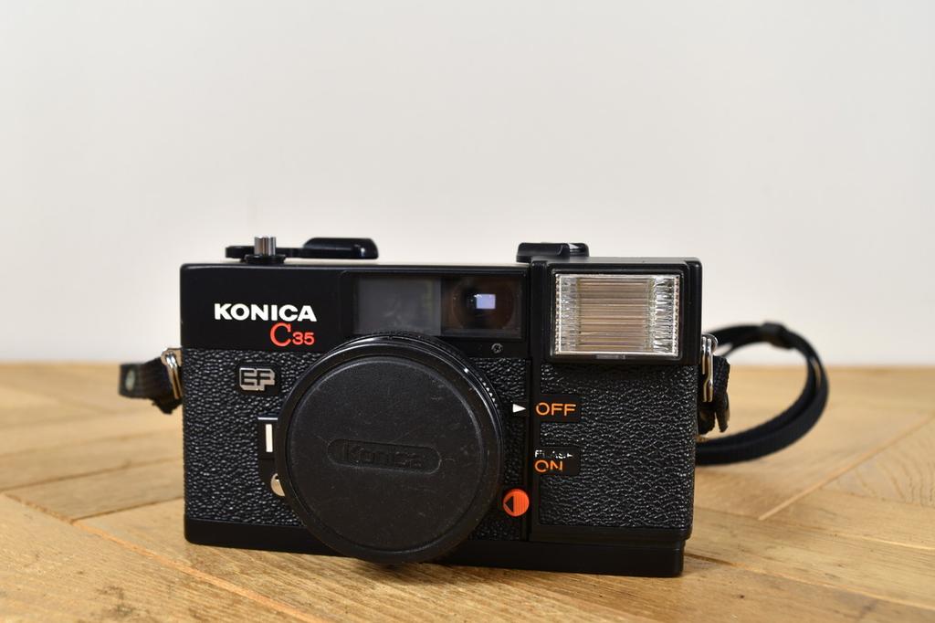 Konica C35 EF Black Point & Shoot Film Camera from Japan with Case, Tested