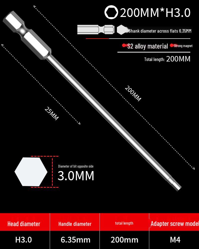 Hexagonal Driver Bit Extension for Screwdriver and Drill
