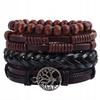 Herren Lederarmband, Öko-Leder Set, Set aus 4 Stück, Lebensbaum, Vintage