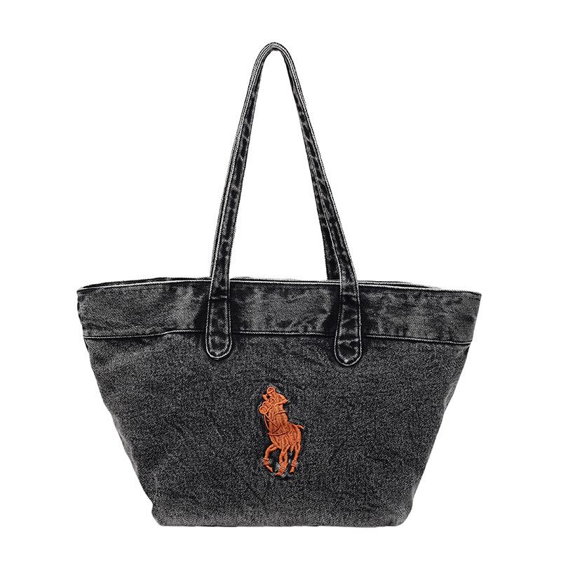 

Denim bag women s new fashion high-end single shoulder oblique span bag large-capacity commuter tote bag 47*16*27