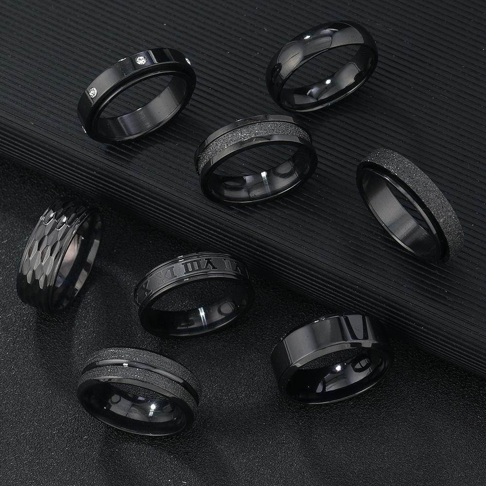 Stainless steel jewelry groove matte men's ring does not fade fashionable simple titanium steel ring
