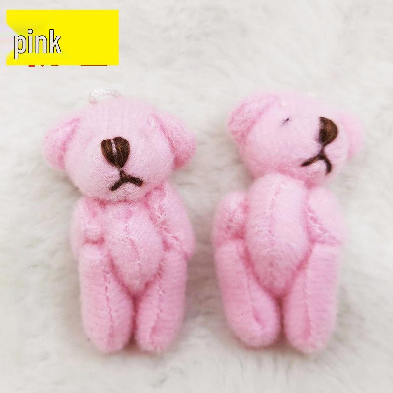 

Мини Шарнирный Брелок Плюшевый Мишка - 4см Плюшевая Игрушка с Аксессуарами для Одежды 4cm розовый