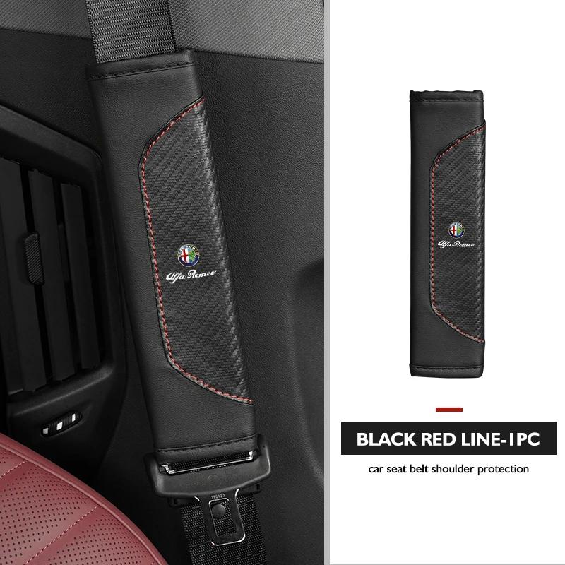 Leather Car Seat Belt Cover Protect Shoulder Strap Padding For Alfa Romeo Giulia 147 Mito 156 159 166 GT Stelvio Brera Volante vs2