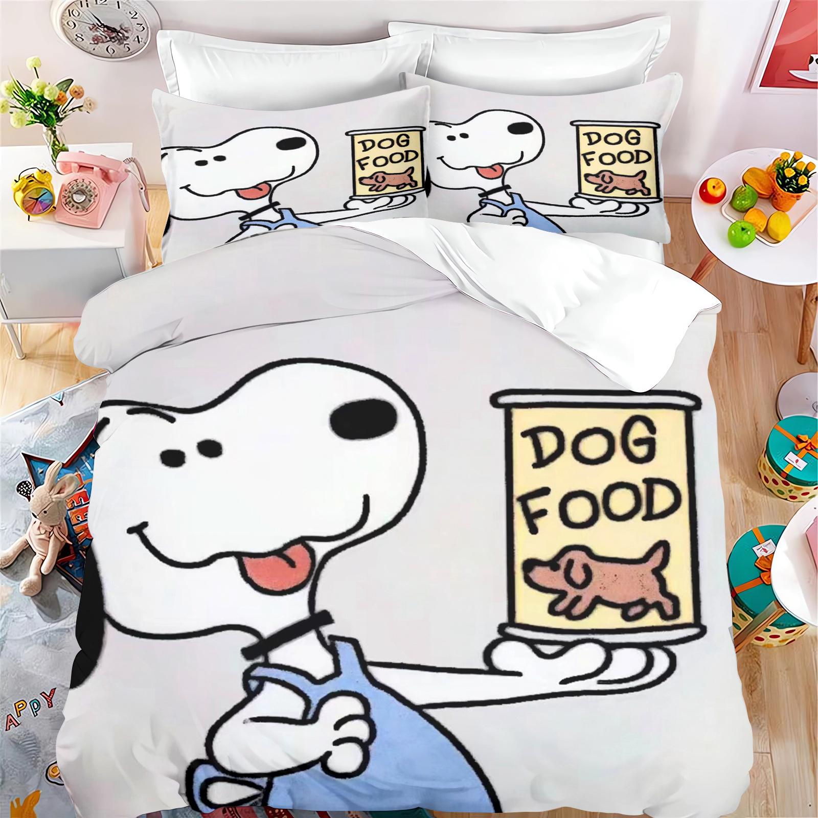 

Happy Little Dog Duvet Cover Snoopy Set for Children Cartoon Anime Comforter King Size Bedding Queen and Twin, 3D Printed Quilt 135x200cm