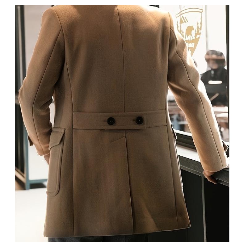 European and American Men's Mid-Length Wool Coat - British Style Fashionable Long-Sleeved High-Quality Design for 2025