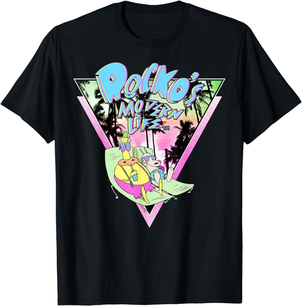 

Rocko#039;s Modern Life Tanning Retro Palm Trees Graphic TShirt Unisex T-Shirt S