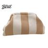 Beach Vacation Bag Woven Striped Clutch Purse for Woman Large Capacity Cosmetic Pouch Portable Knit Dumpling Bag Kiss Lock Handbag Evening,