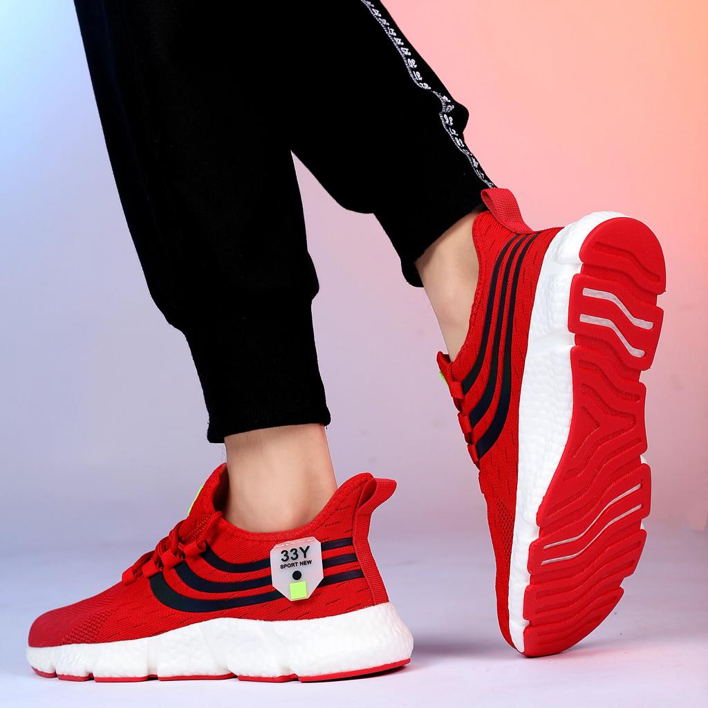 Men's Sports Shoes Comfortable Mesh Knitted Upper Soft Sole Fashionable Flexible Outdoor Running Shoes for Men