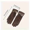 [Warm Gloves] Warm Touchscreen Women's Brown Gloves | Stylish Elegant Bow Accents, Full Finger Design, Polyester Material