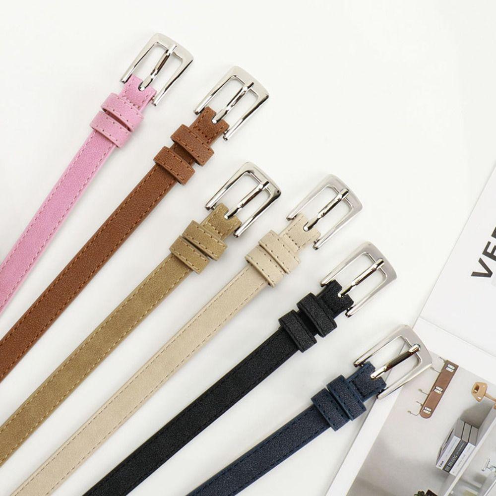 Luxury Design Suede Leather Belt Pin Buckle Frosted Waistband Business Waist Belt  For Women