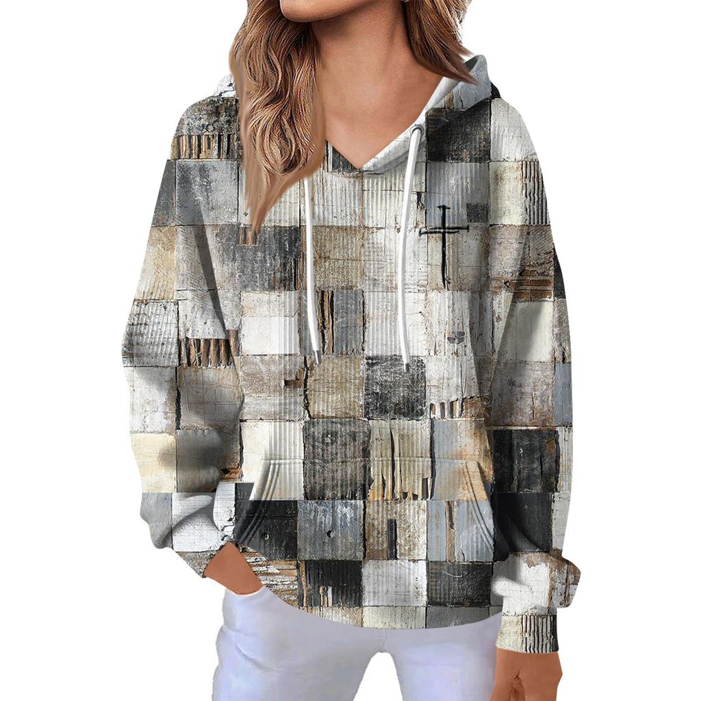 Women's Fashion Casual Long Sleeve Solid Color Hooded Sweatshirt Tops