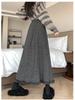 Deep Gray Woolen High Waist A-line Ruffle Skirt for Women - Autumn/Winter Collection