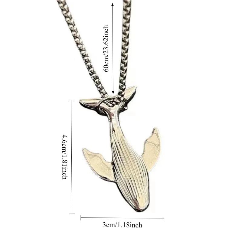 1PC  Fashion Smooth Whale Animal Pendant Necklace for Women Men Temperament Stainless Steel Chain Choker Jewelry Couple Gift