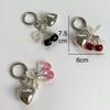 3D  Cherry Keychain Pearl Bow Silver Heart Pendant Keyring Women'S Bag Accessories Gifts