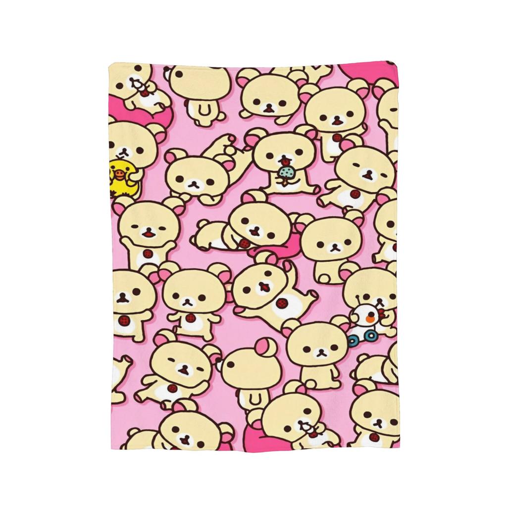 Rilakkuma Candy Strawberry Korilakkuma Blankets Flannel Throw Blanket Summer Air Conditioning Personalised Soft Warm Bedsprea,