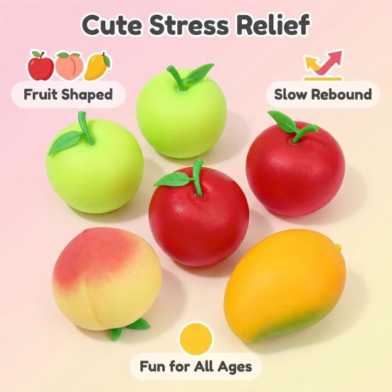 6 Pezzi Giocattoli da Spremere Frutta per Sollievo dallo Stress Morbido TPR Soddisfacenti Giocattoli Fidget Sensoriali Carini Colorati Giocattoli da Spremere per Bambini Adolescenti Adulti