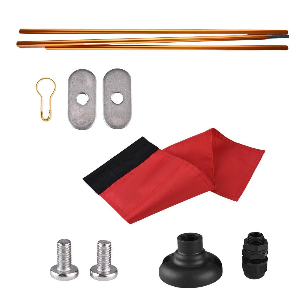 Large Kayak Safety Flag with Pole, Storage Bag, Screws and Track Mount Base High Visibility 20x5.6 Inch Orange