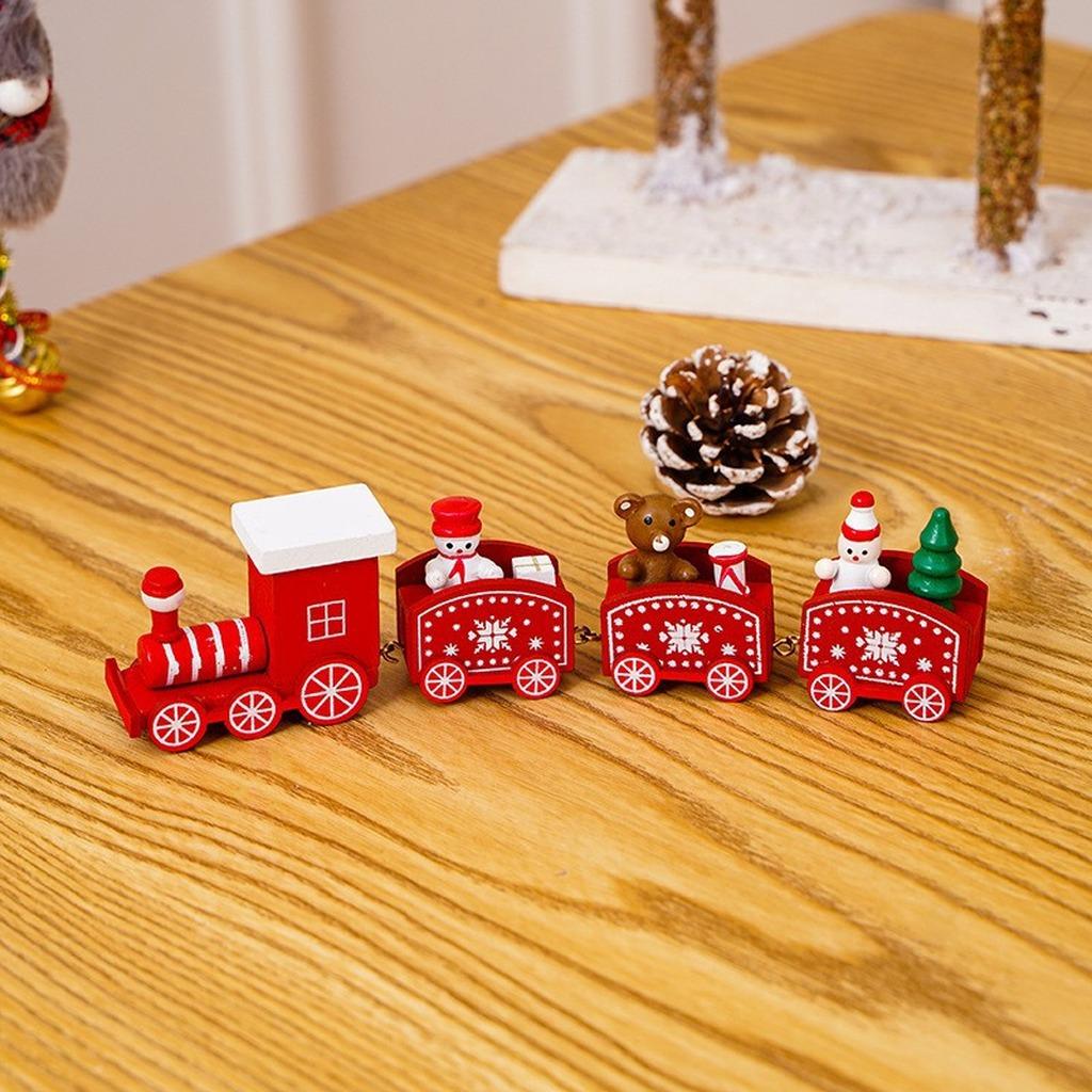 4-Section Christmas Train Diy Assembled Diy Assembled Christmas Train Christmas Decorative Train Holiday For Counter Tabletop