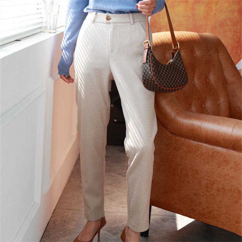 2022 podzim zima slim volné kalhoty tužkové kalhoty módní kancelář s vysokým pasem ležérní kalhoty vlněné harémové kalhoty retro ležérní kalhoty