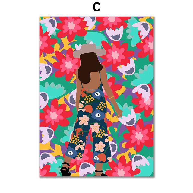 Colorful Abstract Girl Butterfly Flower Wall Art Canvas Painting Nordic Posters And Prints Wall Pictures For Living Room Decor No Frame