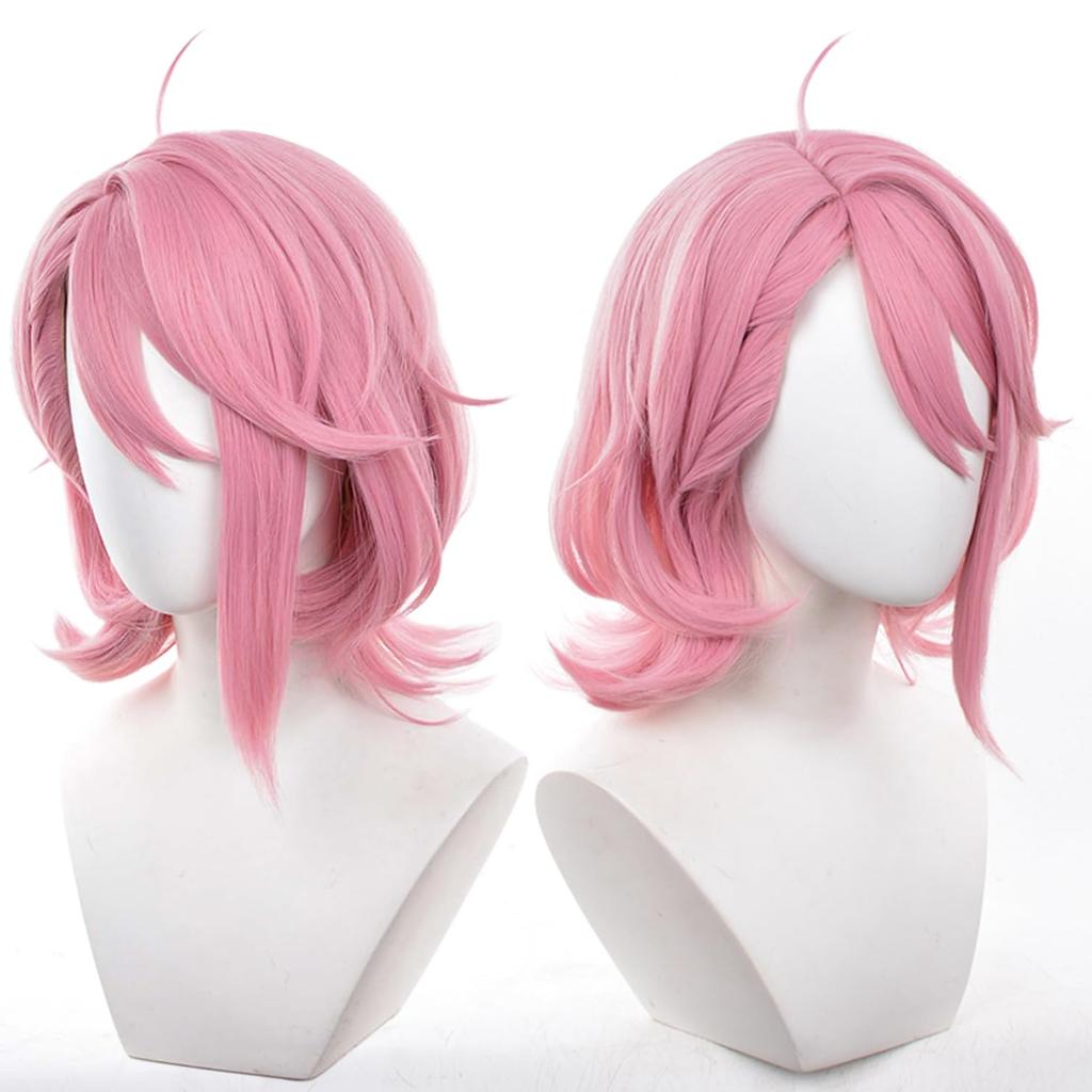 Pink Short Full Wig for Anime Includes Wig Perfect for Comiket School Cultural and Costumes Wig, Heat-Resistant, Cosplay, Costumes, Net, Unisex,
