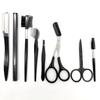 1 Set Eyebrow Trimming Set 8 Pcs Eyebrow Shaping Grooming Kit Beauty Tools Set with Faux Leather Bag Razor Eyebrow Scissors Brush Comb