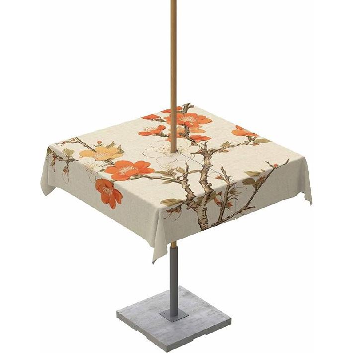 

Уличная скатерть с отверстием для зонта и молнией, Винтажная ботаническая квадратная скатерть 54x54 дюйма, Красная весенняя цветочная ботаническая фермерская патио-скатерть 54 (Round)