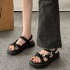 Fashion Sandals Women's Summer Fashion Thick Bottom Roman Shoes Casual Beige Black Flat Cross Strap Slip On Sandales for Women 2025