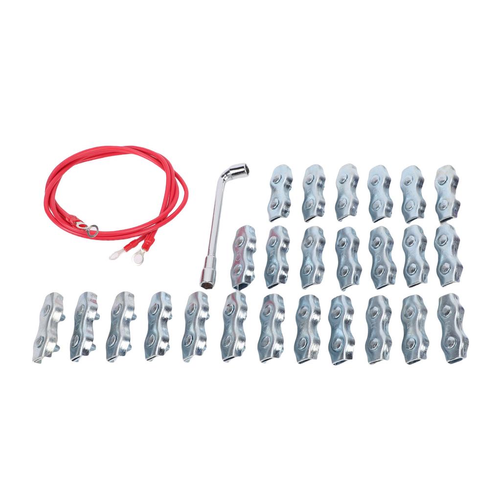 25PCS M5 PE Rope Connectors with 2 Silicone Copper Wires Galvanized Steel Polyethylene Cord Connector for Electric