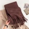 Woolen solid color wool blended scarf women's autumn and winter scarf macaron color thickened braid fringed shawl