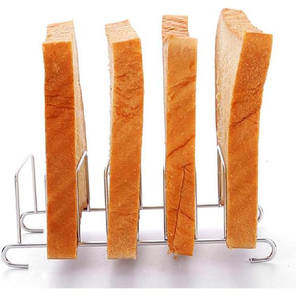Silver 8 Holes Stainless Steel Tool Toast Cooling Grid Bread Rack Rectangle Air Fryer Accessories Organizer Safe Healthy Stainless Steel Toast Rack