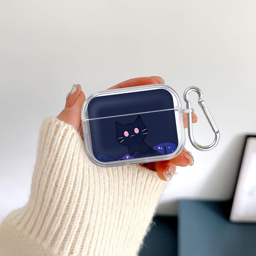 Case For Airpods Pro Pro2 4 Pro3 3 2 1 Clear Earphone Cases Cover Black Cat Starry Night