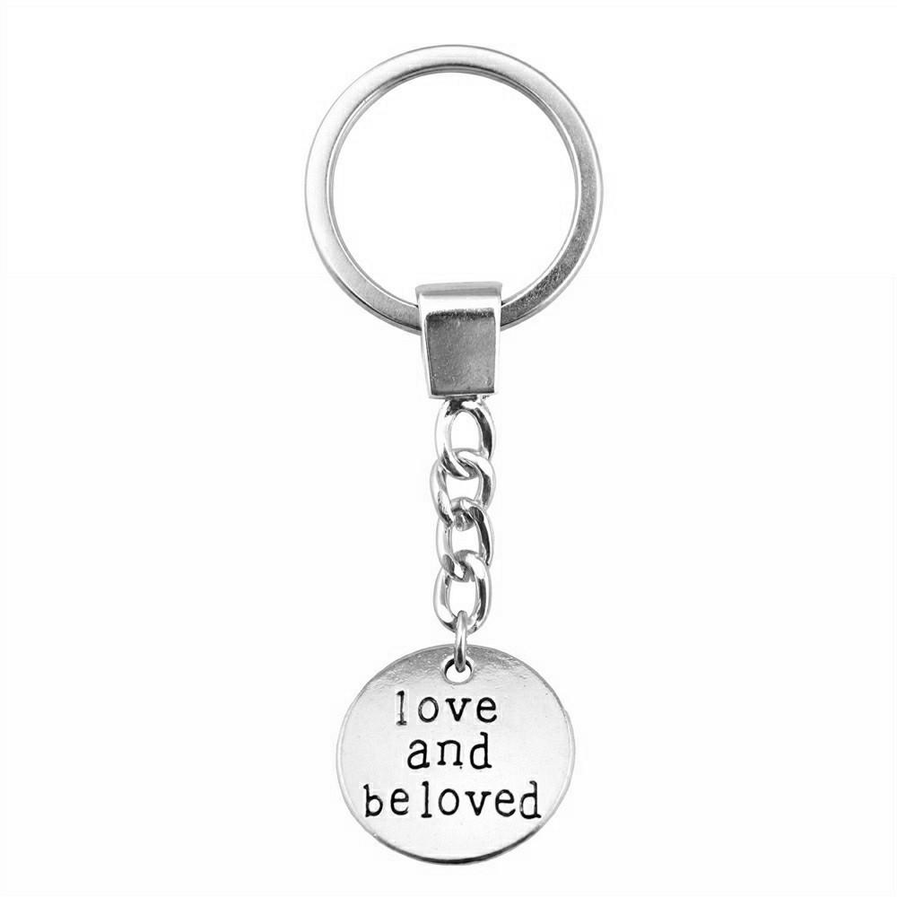 OM Symbol Letter Keychain Tags Yoga Themed Charm Key Holder 30mm Ring