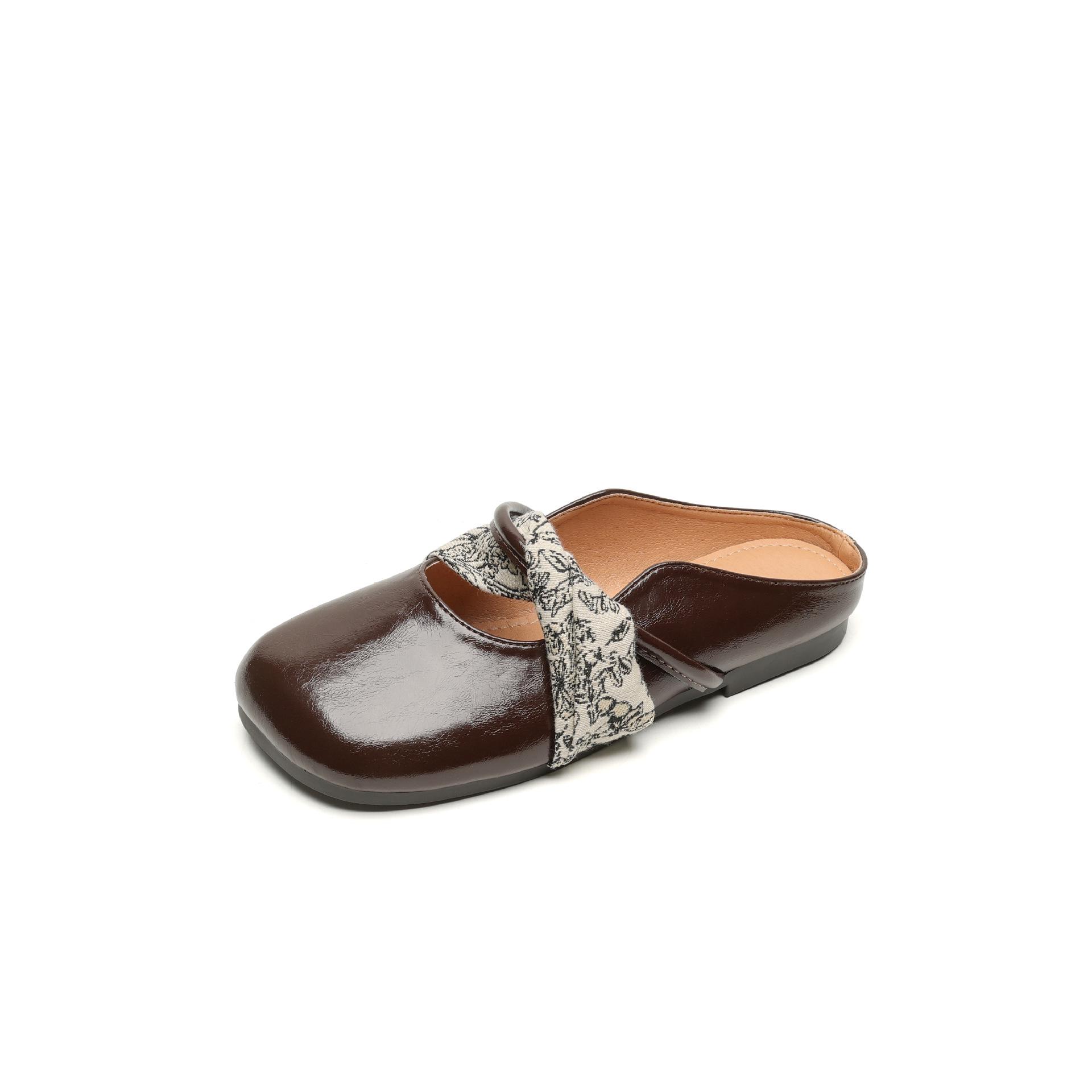 

2025 French Retro Pointed Toe Ballet Flats - Women s Summer Outdoor Half Slippers EU 41 коричневый