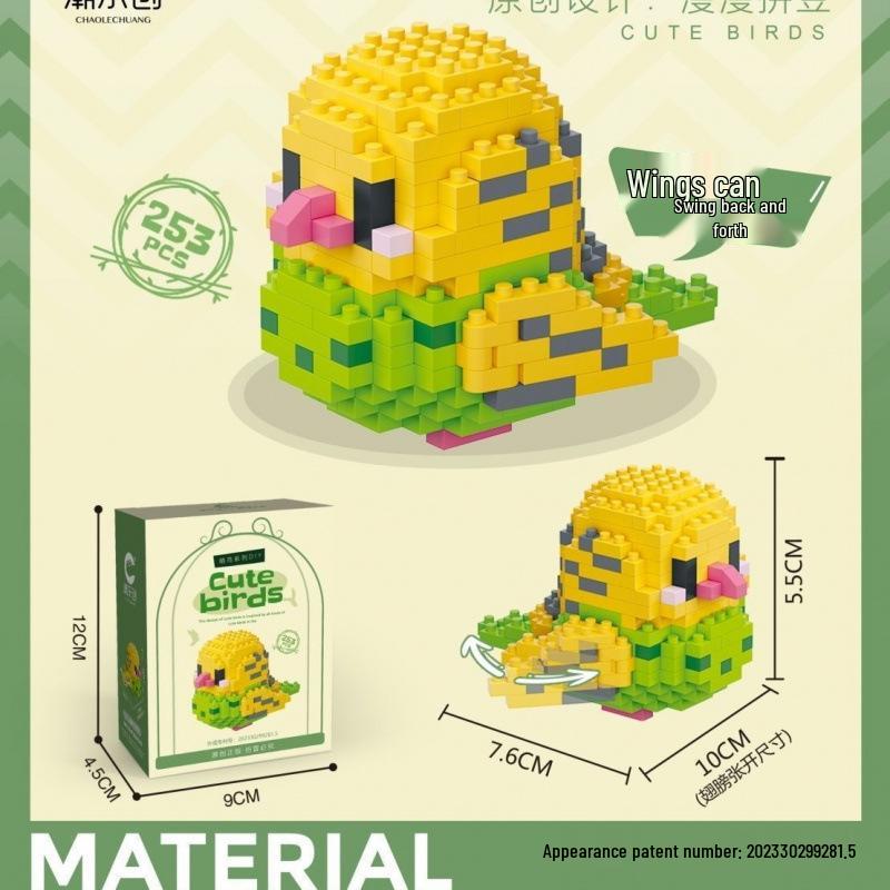 Chao Le Micro-Particle Building Blocks: Little Bird Cockatiel Educational Toy Ornament