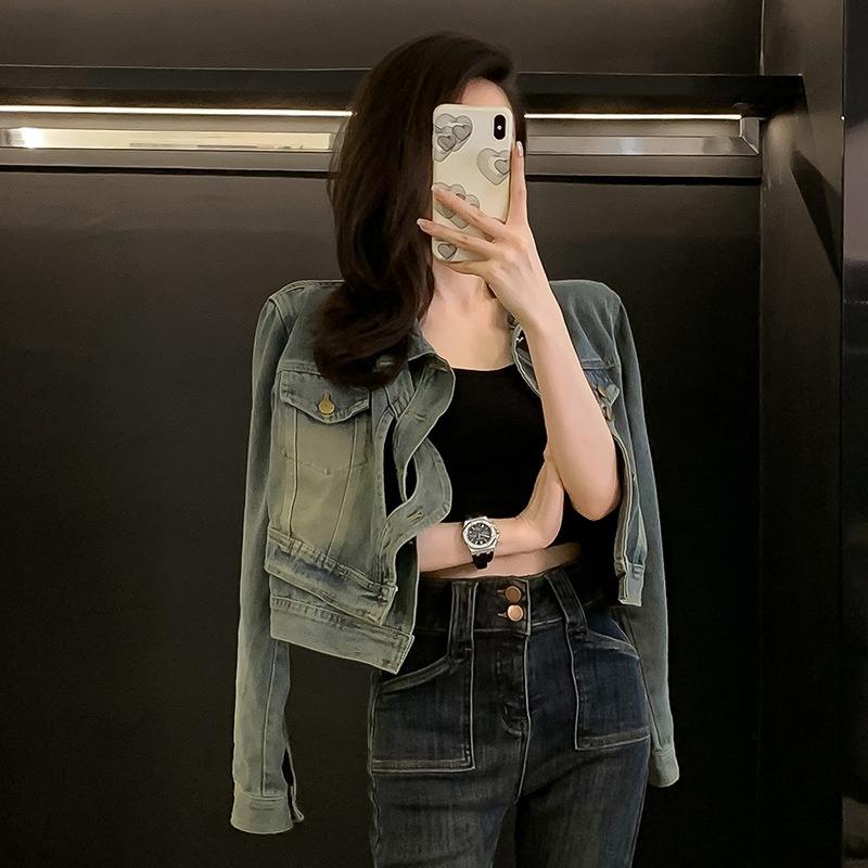 Jachetă de blugi scurtă de damă, de primăvară, cu design nou și retro, cu design de nișă, mică