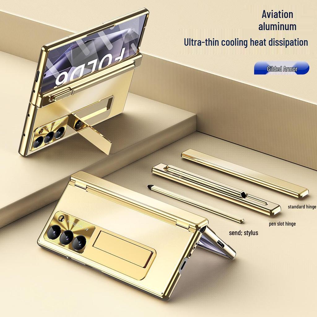 Samsung Z Fold7/6 Aluminum Alloy Phone Case with Dual Hinge Pen Slot