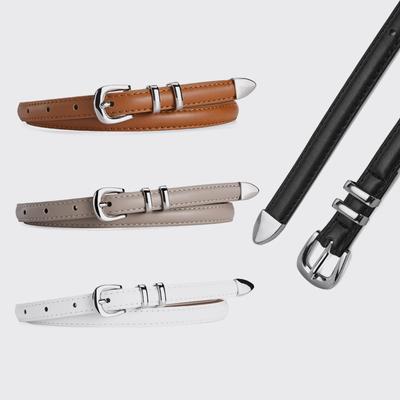 Simple Silver Buckle Three-Piece Women'S Belt Premium Decoration Student Blue Jeans Thin Belt