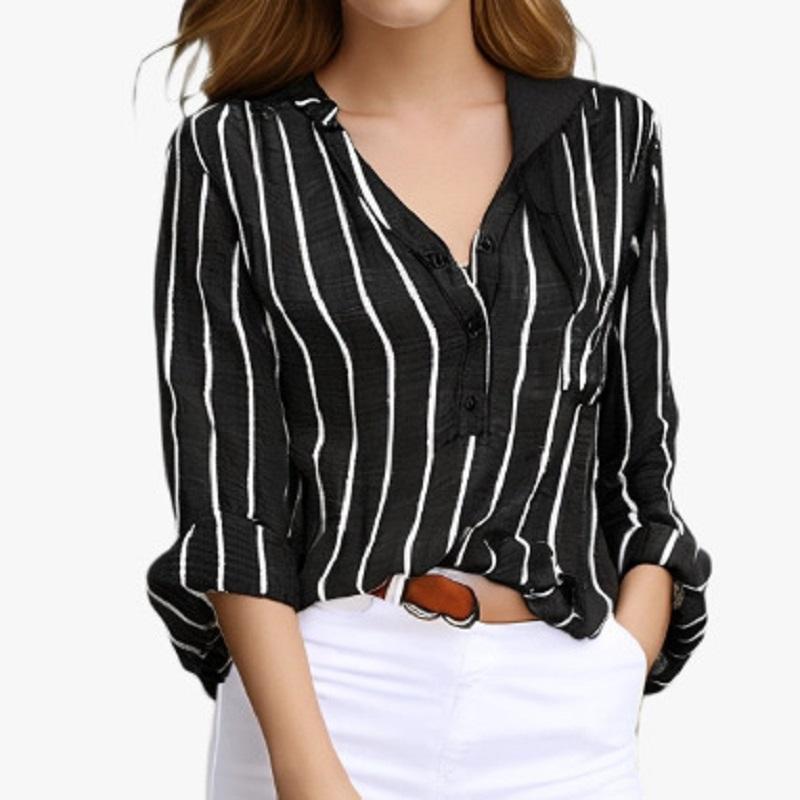 Camicie Oversize da Donna Moda Casual Larghe a Righe Camicie Donna Autunno Bluse Morbide Vintage Eleganti Giovani Femminili