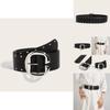 Style Rivet Leather Belt With Metal Buckle For Street Fashion And Casual Wear