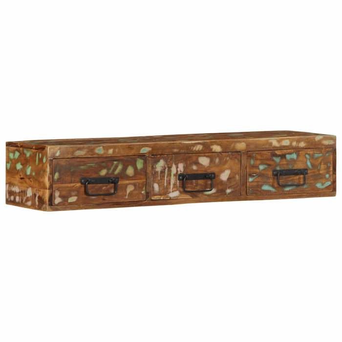 VidaXL Meuble TV mural 100x30x19 cm bois massif de récupération, meuble média, meuble latéral, centre de divertissement, 4017465