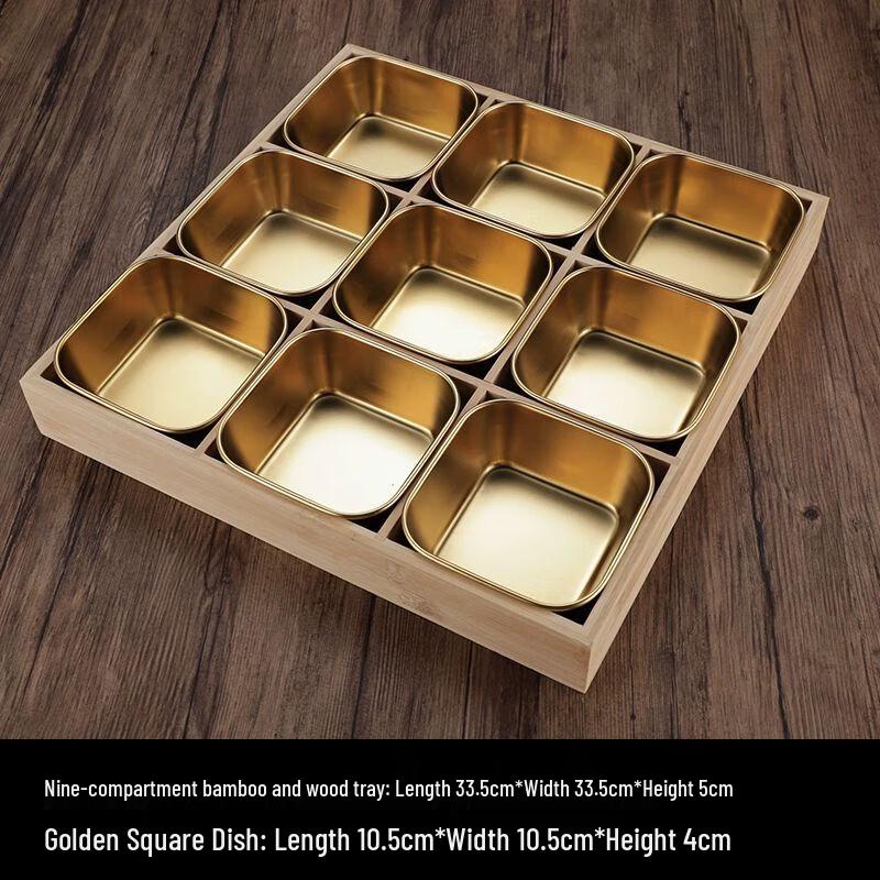 Korean Style 9-Compartment Metal Serving Platter
