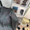 Sweater Women Winter Knitted Pullover Fir Loose Vintage Embroidered Flowers Knit Sweater
